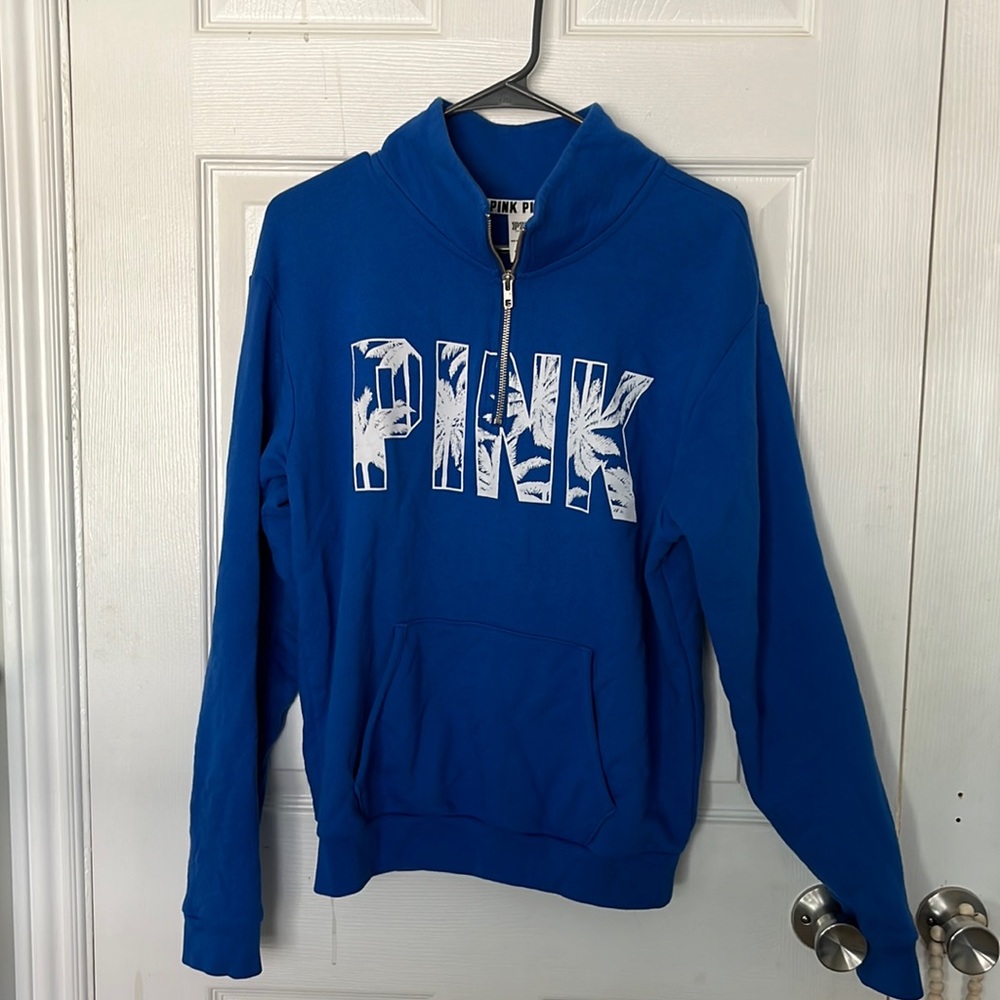 Pink brand blue half zip sweatshirt Cute GUC